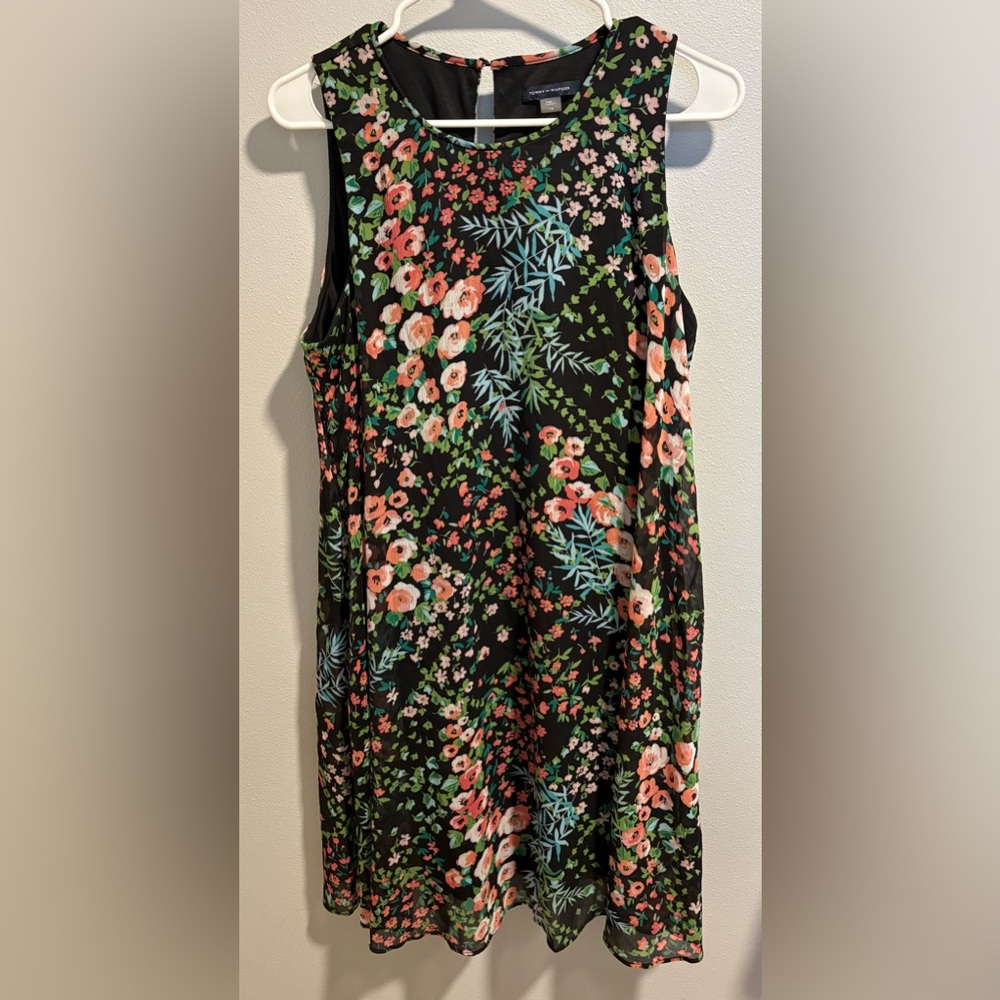 Tommy Hilfiger Black Floral Trapeze Dress